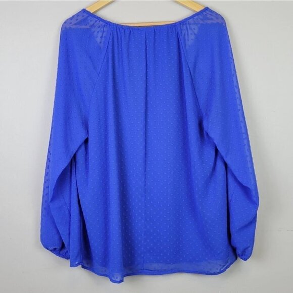 Lane bryant swiss dot blouse blue 14/16 - Picture 4 of 11
